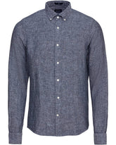 GANT Men`s Linen Short Sleeves Shirt - 3230083- Marine (L, Marine)